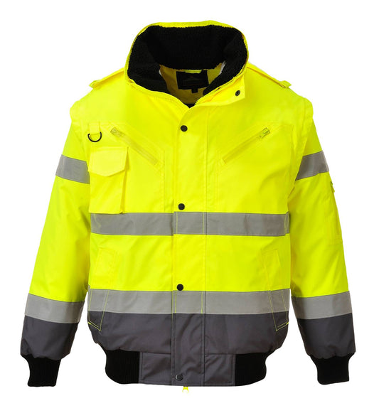 Portwest Jassen C465 HiVis Uitneembare voering- mouwen geel-grijs(YG)