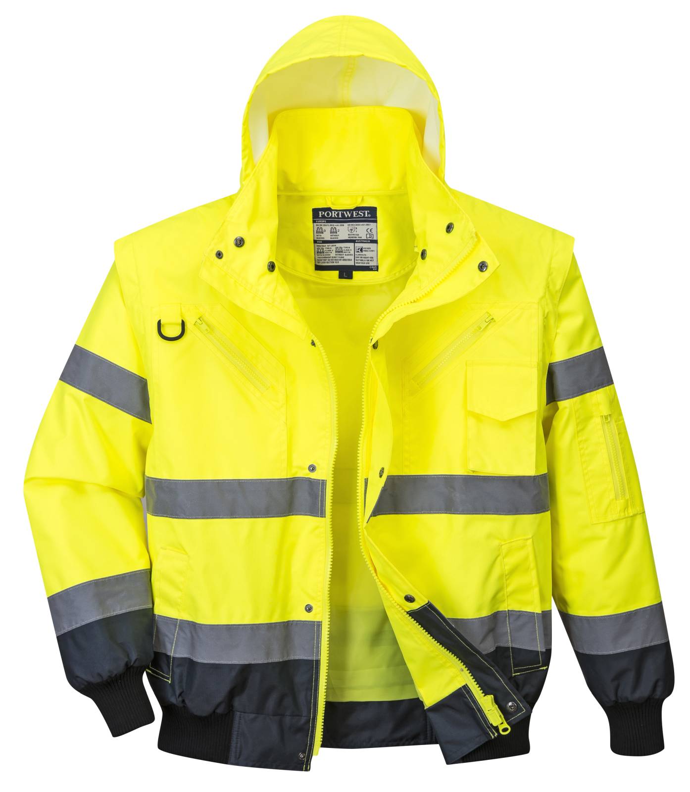 Portwest Jassen C465 HiVis Uitneembare voering- mouwen geel-marineblauw(YN)