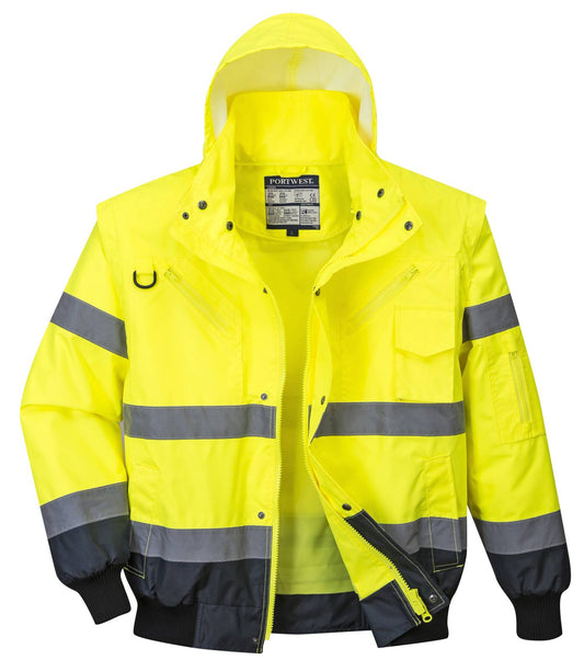 Portwest Jassen C465 HiVis Uitneembare voering- mouwen geel-marineblauw(YN)