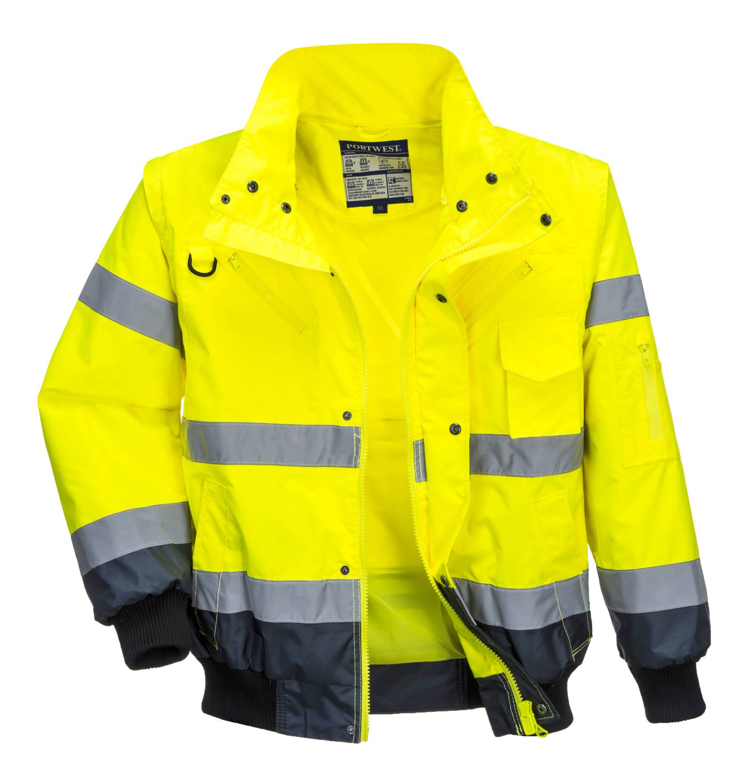 Portwest Jassen C465 HiVis Uitneembare voering- mouwen geel-marineblauw(YN)
