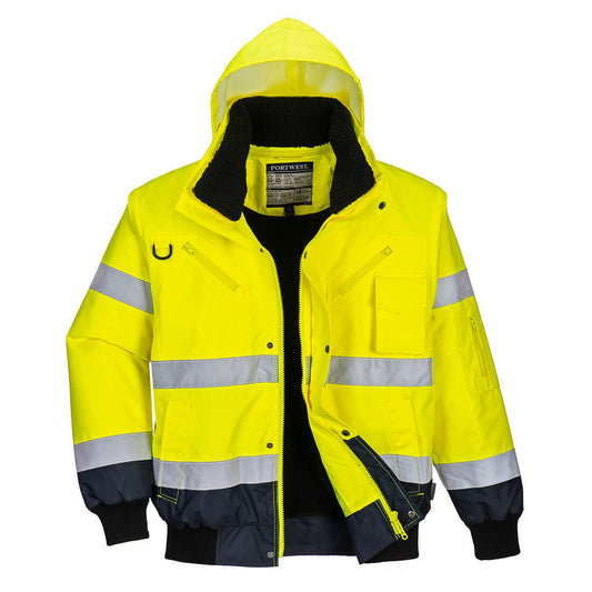 Portwest Jassen C465 HiVis Uitneembare voering- mouwen geel-marineblauw(YN)