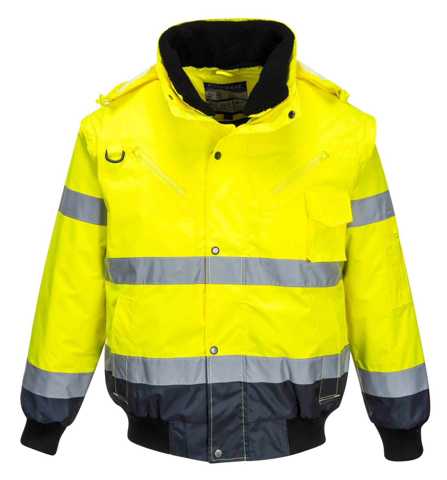 Portwest Jassen C465 HiVis Uitneembare voering- mouwen geel-marineblauw(YN)