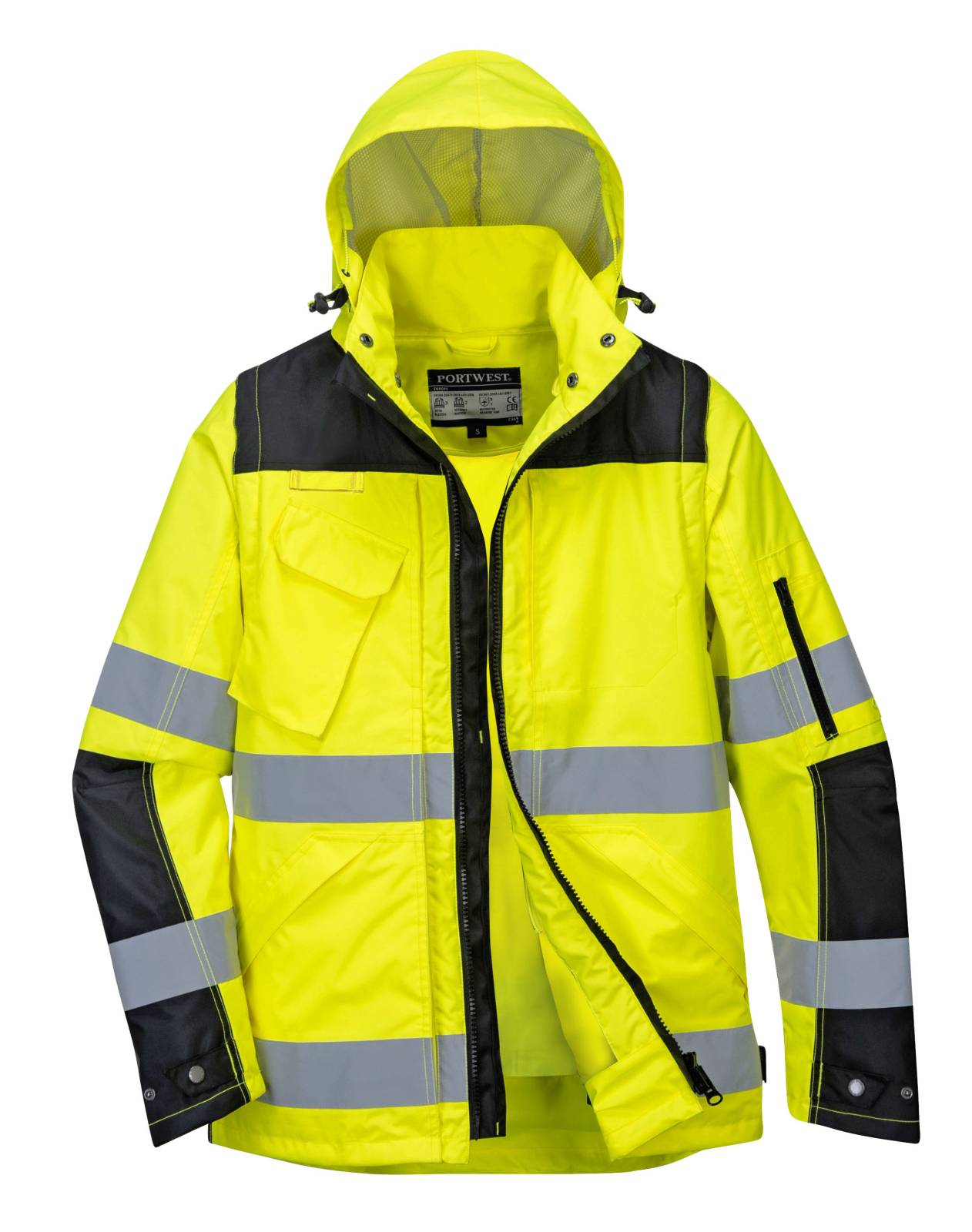 Portwest Jassen C469 HiVis Uitneembare voering- mouwen geel-zwart(YB)