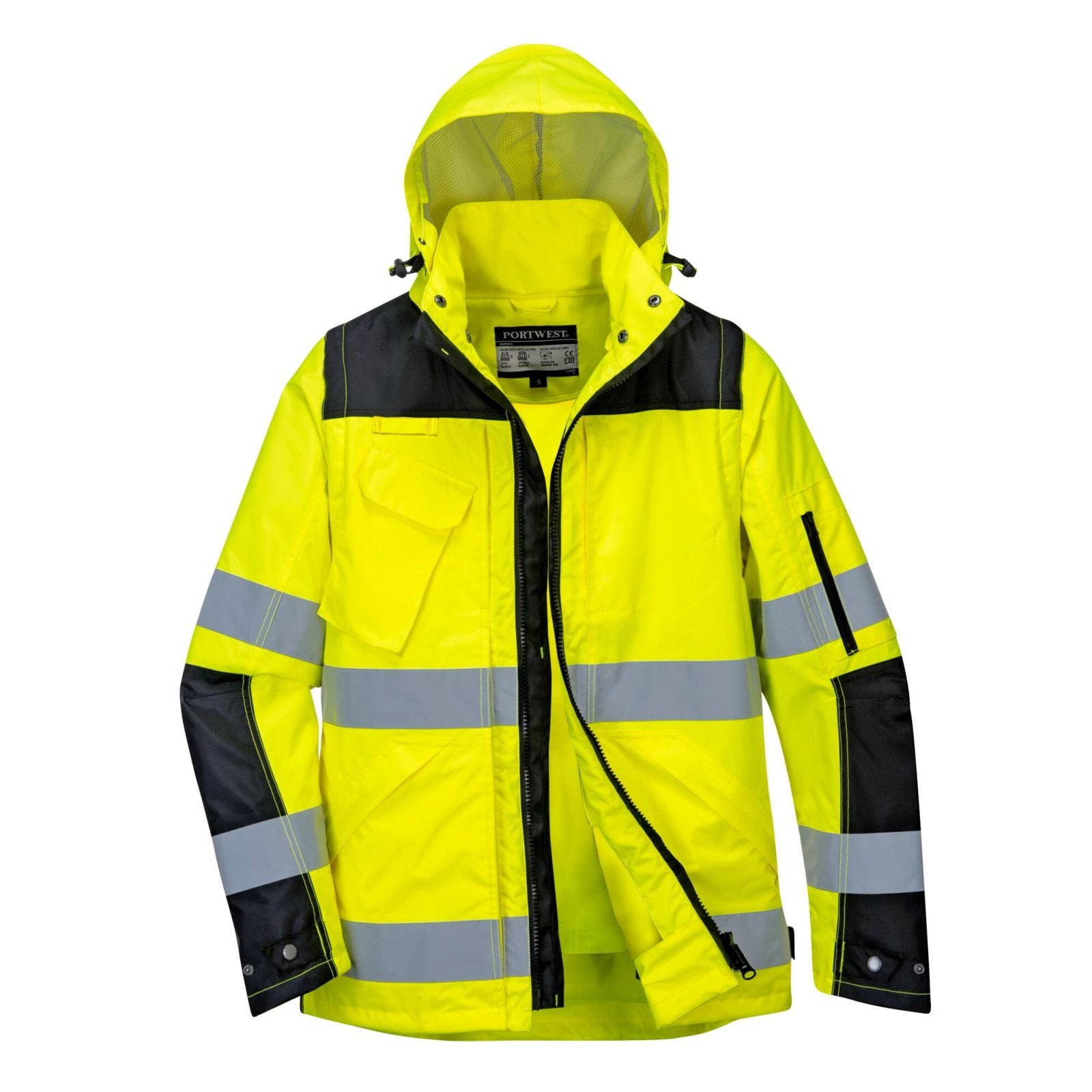 Portwest Jassen C469 HiVis Uitneembare voering- mouwen geel-zwart(YB)