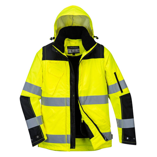 Portwest Jassen C469 HiVis Uitneembare voering- mouwen geel-zwart(YB)