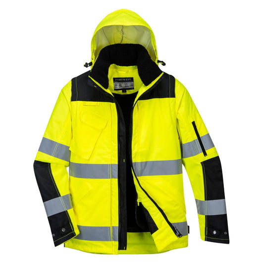 Portwest Jassen C469 HiVis Uitneembare voering- mouwen geel-zwart(YB)