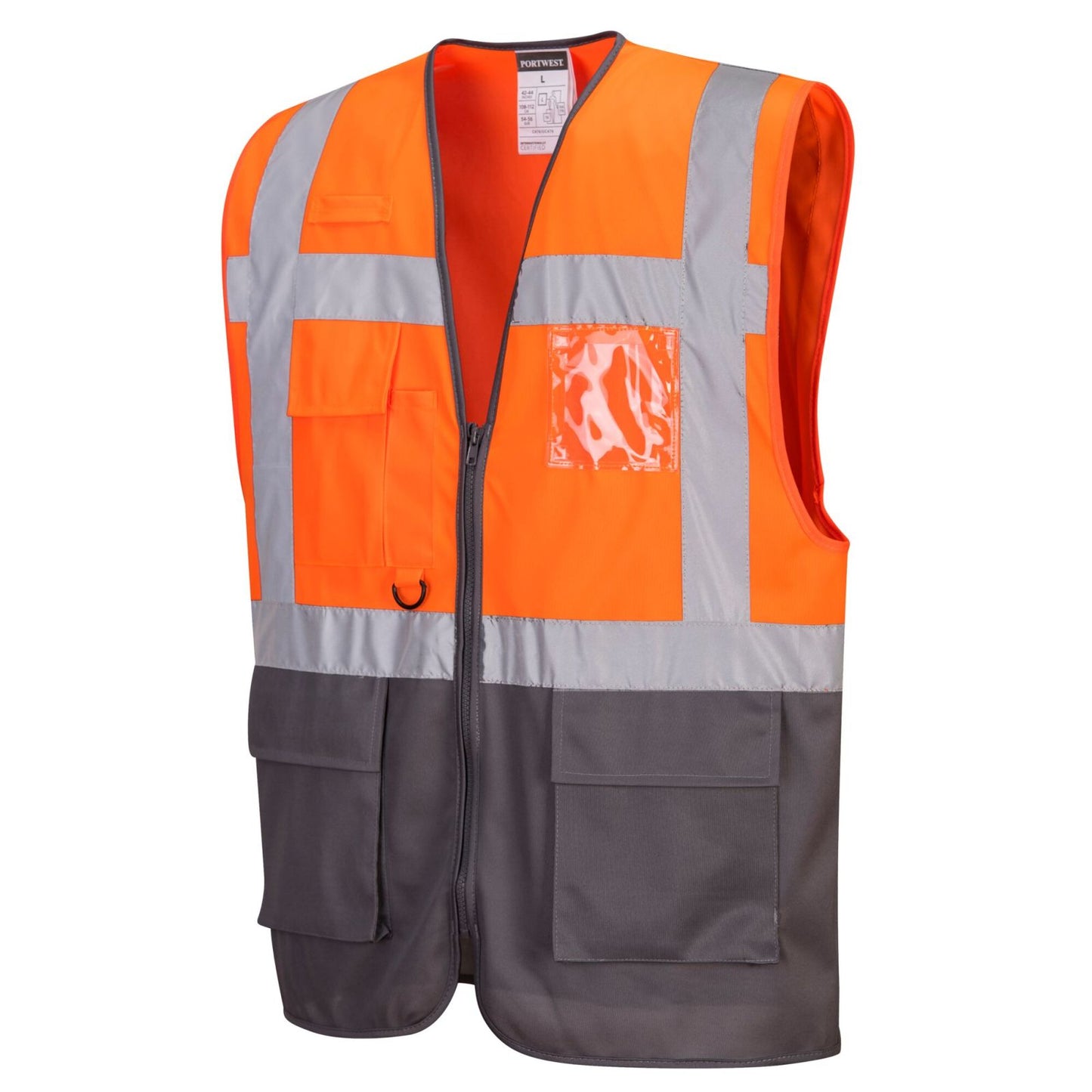 Portwest Vest-Port Hoge zichtbaarheid Veiligheidsvest C476 Warsaw Hi-Vis Contrast Executive oranje-grijs(OG)