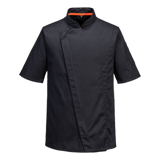 Portwest Kokskleding Voedingsmiddelen industrie Jack C739 chef's MeshAir Pro korte mouw zwart(BK)