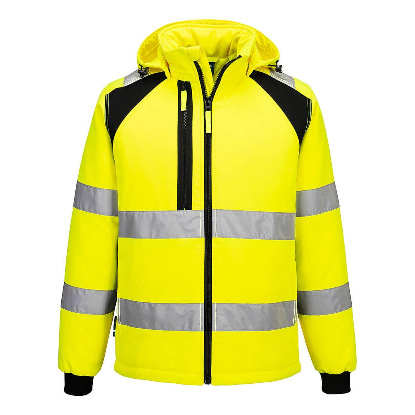 Portwest WX2 Hoge zichtbaarheid Jas CD809 Hi-Vis gevoerd softshell 2 (L) geel-zwart(YB)