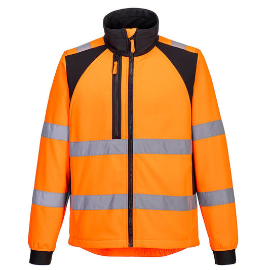 Portwest WX2 Eco Jassen CD875 Hi-Vis Softshell (2L) HiVis waterafstotend winddicht oranje-zwart(OB)