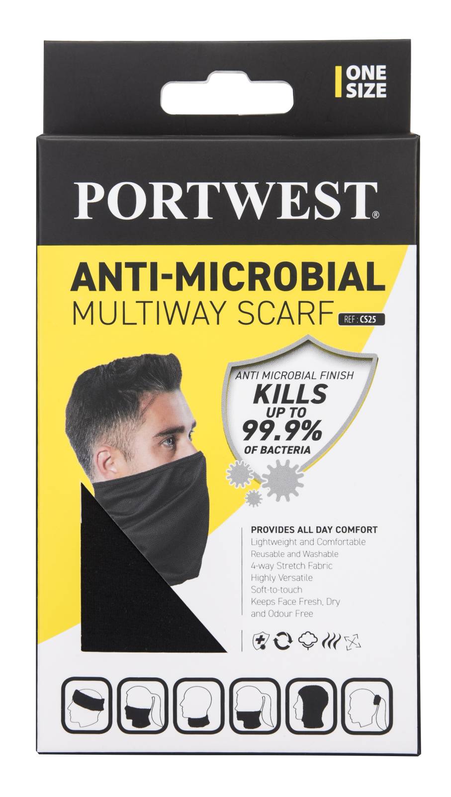 Portwest anti microbieel multisjaal CS25 zwart(BK)
