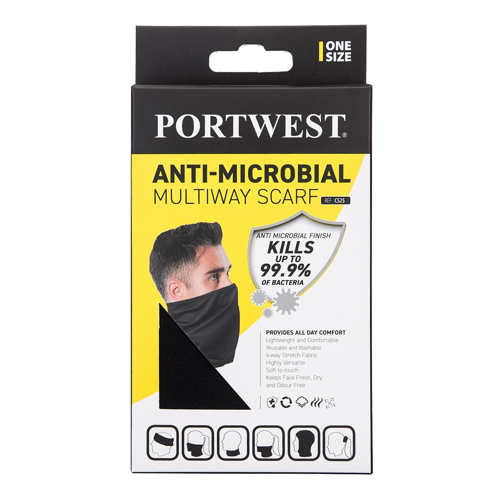 Portwest anti microbieel multisjaal CS25 zwart(BK)