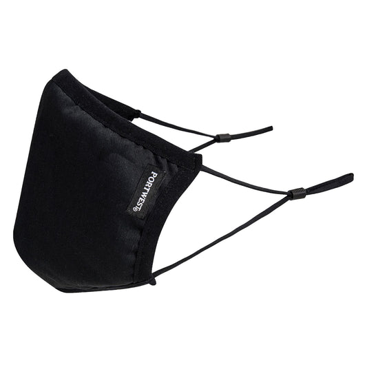 Portwest 3-Laags Anti Microbieel Stoffen Gezichtsmasker (pak 25 stuks) CV33 zwart(BK)