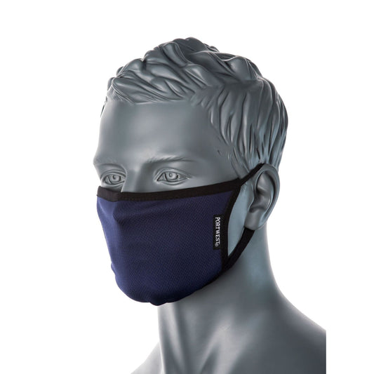 Portwest 3-Laags Anti Microbieel Stoffen Gezichtsmasker (pak 25 stuks) CV33 marineblauw(NA)