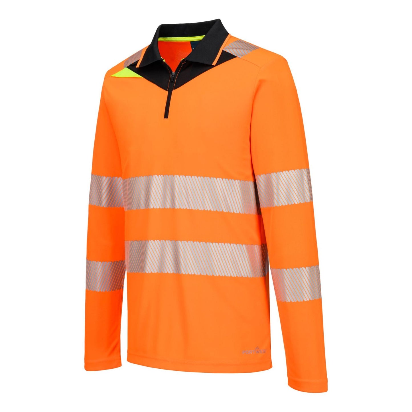 Portwest DX4 Hoge zichtbaarheid Polo DX419 Hi-Vis lange mouw rits oranje-zwart(OB)