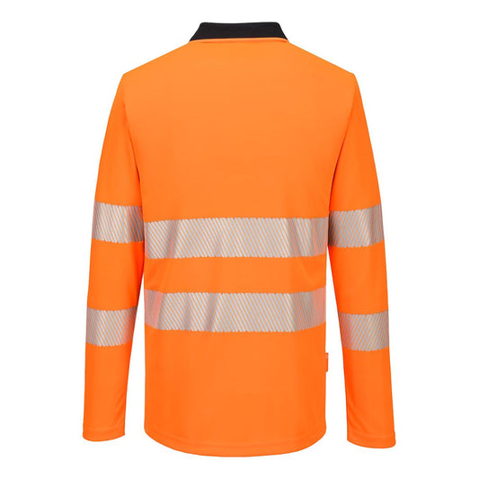Portwest DX4 Hoge zichtbaarheid Polo DX419 Hi-Vis lange mouw rits oranje-zwart(OB)
