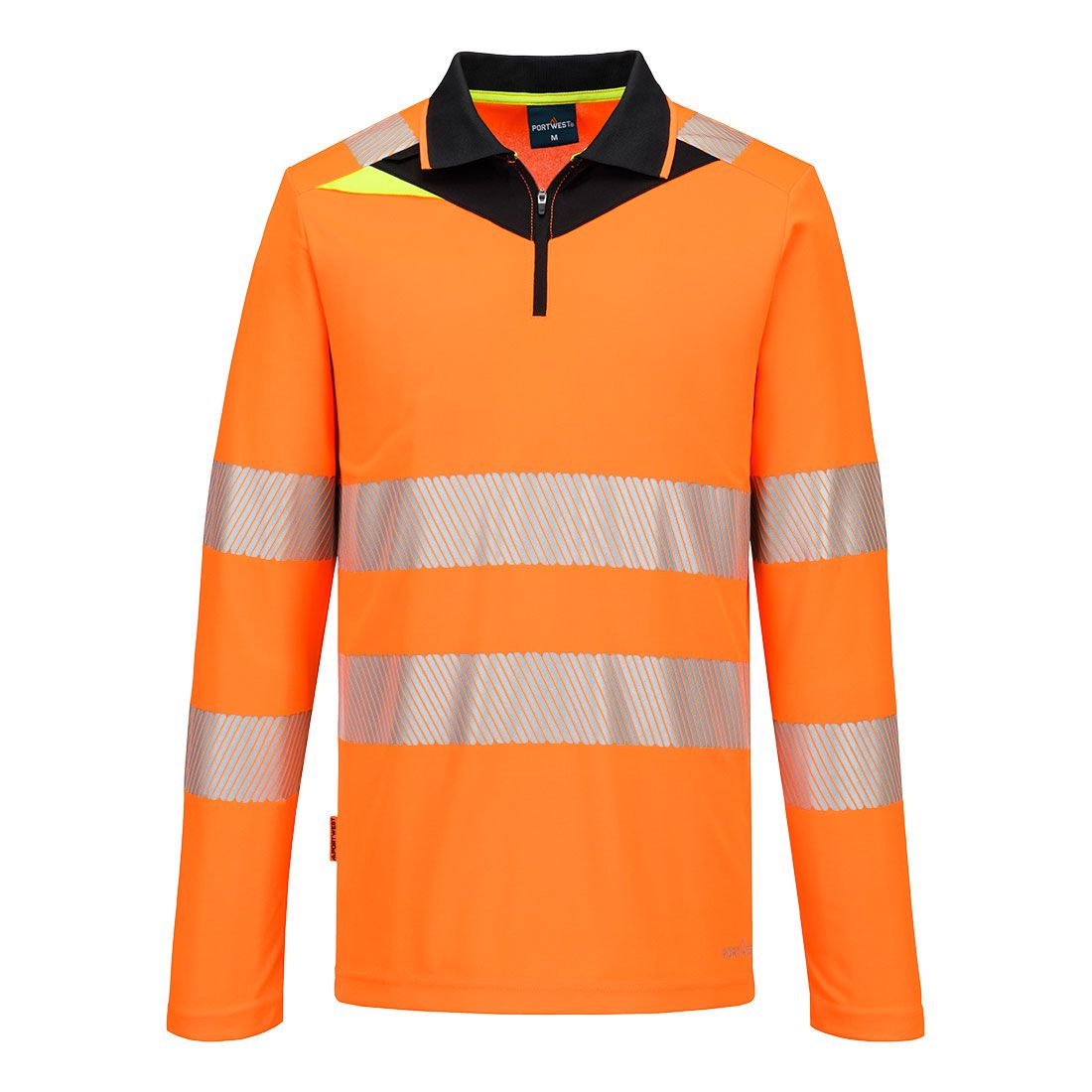 Portwest DX4 Hoge zichtbaarheid Polo DX419 Hi-Vis lange mouw rits oranje-zwart(OB)