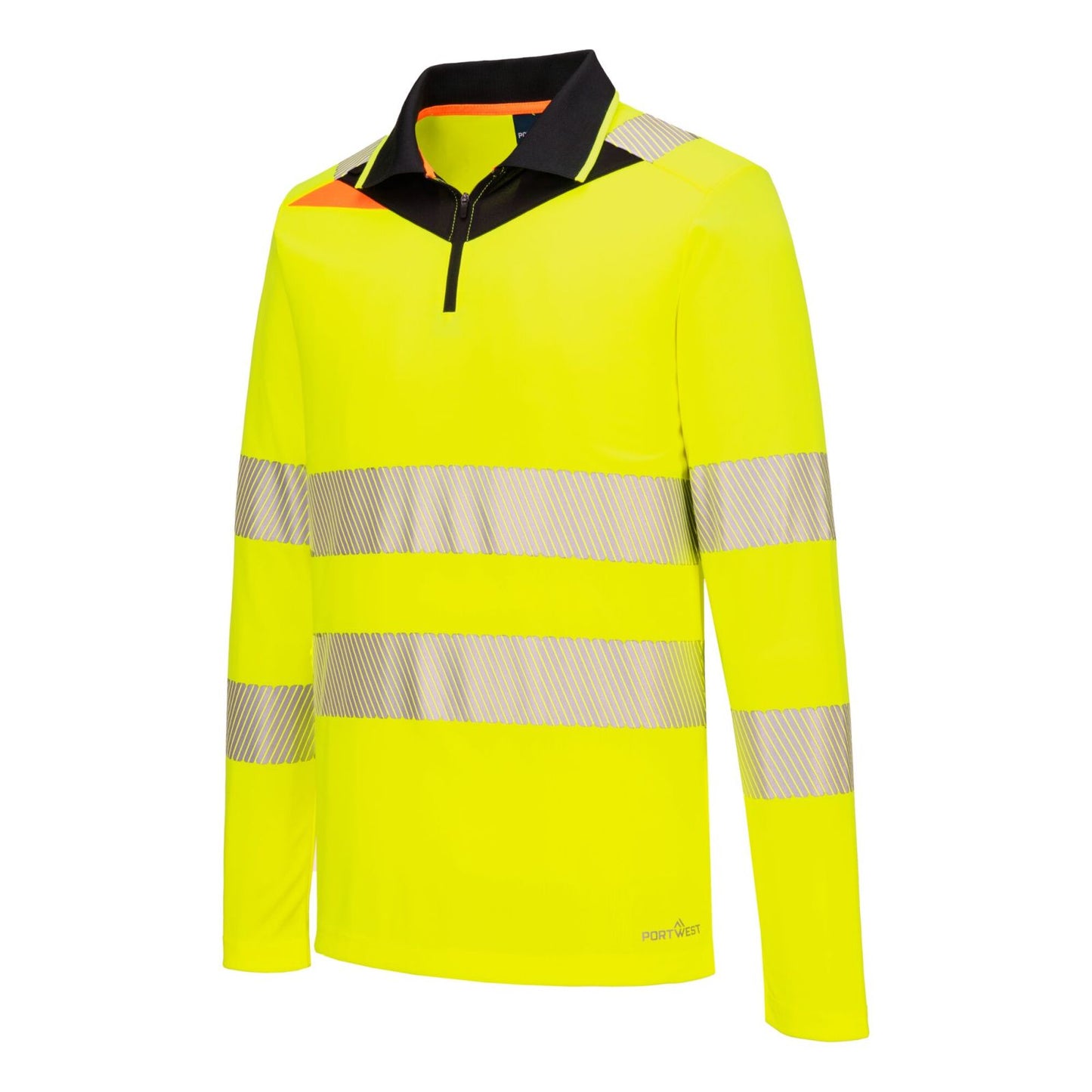Portwest DX4 Hoge zichtbaarheid Polo DX419 Hi-Vis lange mouw rits geel-zwart(YB)