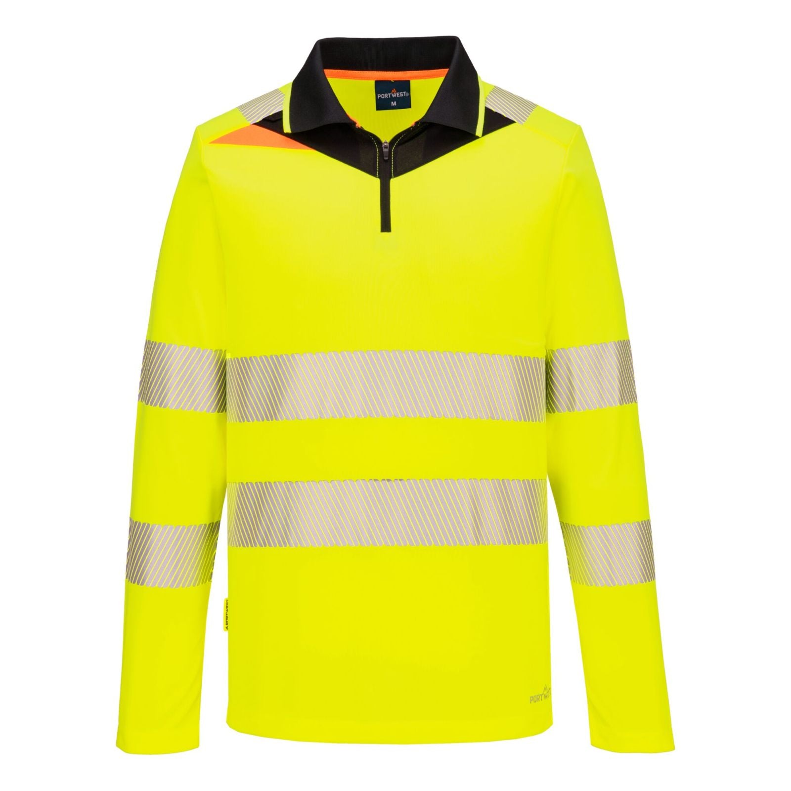 Portwest DX4 Hoge zichtbaarheid Polo DX419 Hi-Vis lange mouw rits geel-zwart(YB)