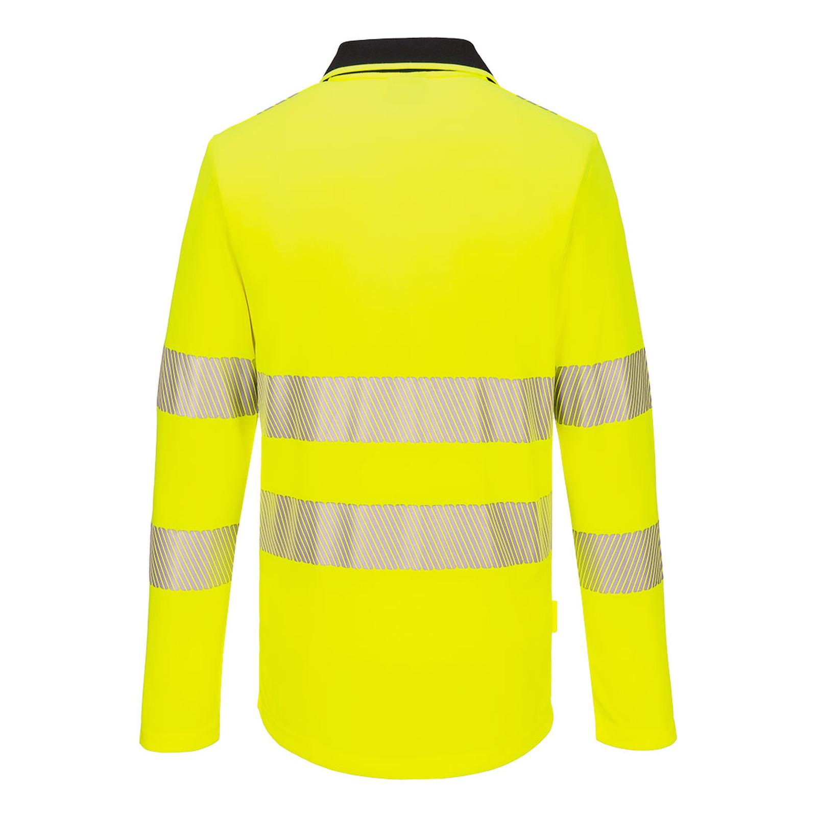 Portwest DX4 Hoge zichtbaarheid Polo DX419 Hi-Vis lange mouw rits geel-zwart(YB)