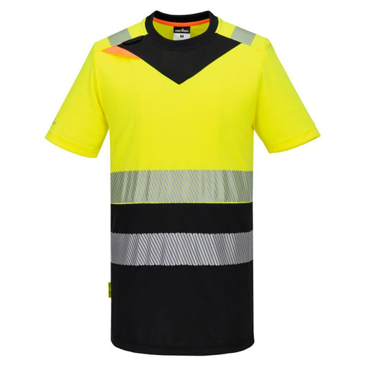 Portwest DX4 Hoge zichtbaarheid T-shirt DX434 Hi-Vis korte mouw klasse 1 geel-zwart(YB)