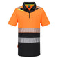 Portwest DX4 Hoge zichtbaarheid Polo DX435 Hi-Vis korte mouw rits oranje-zwart(OB)