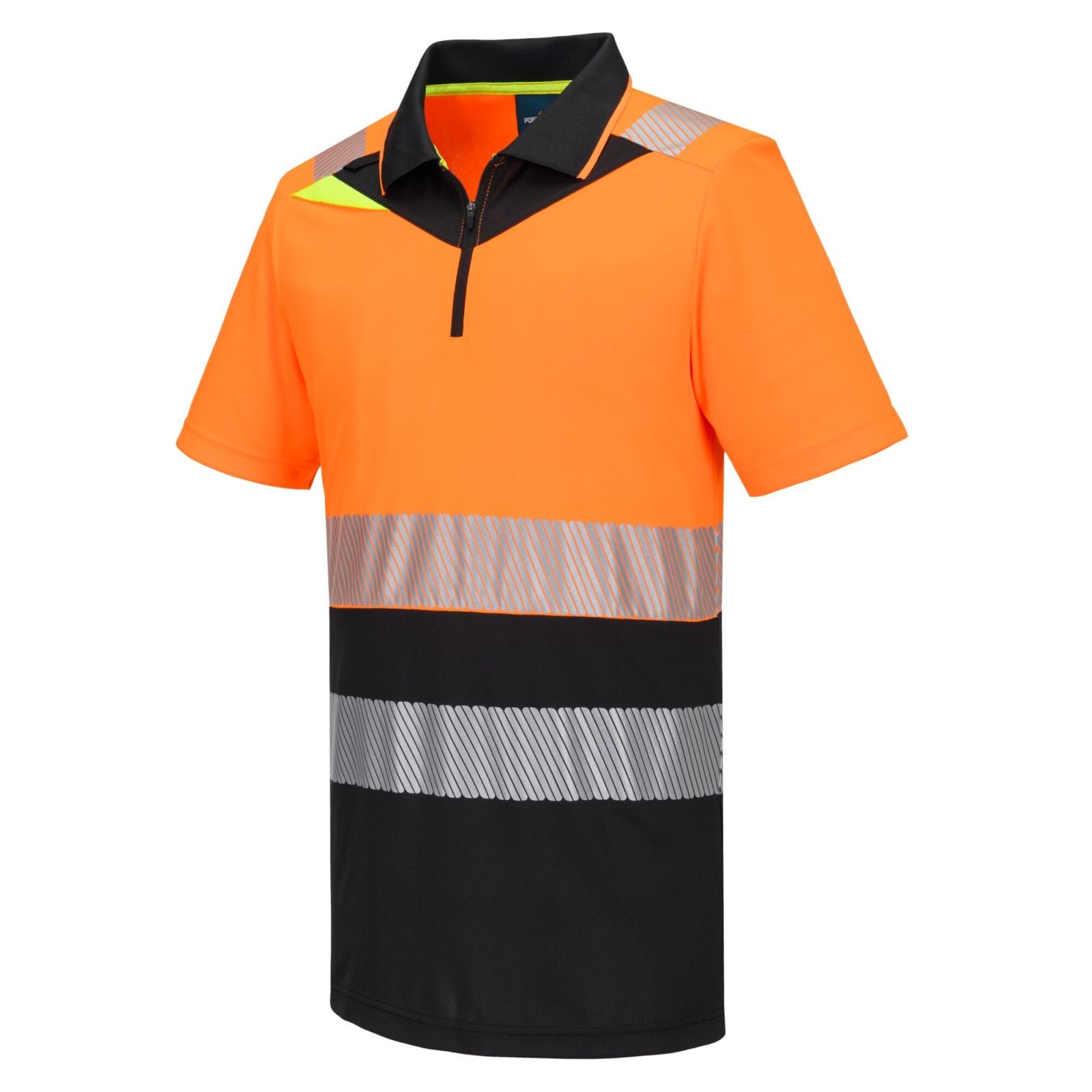 Portwest DX4 Hoge zichtbaarheid Polo DX435 Hi-Vis korte mouw rits oranje-zwart(OB)