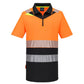 Portwest DX4 Hoge zichtbaarheid Polo DX435 Hi-Vis korte mouw rits oranje-zwart(OB)