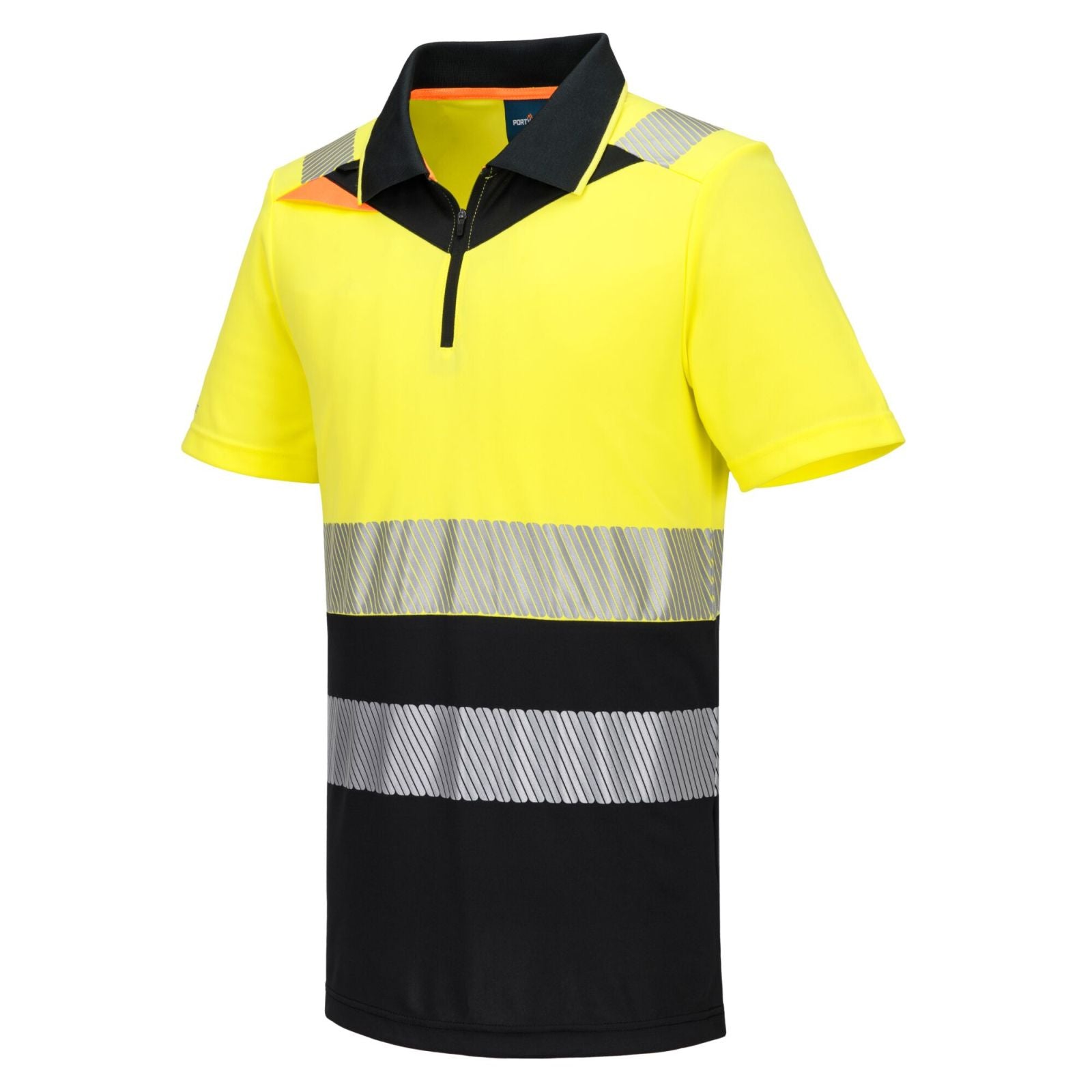 Portwest DX4 Hoge zichtbaarheid Polo DX435 Hi-Vis korte mouw rits geel-zwart(YB)