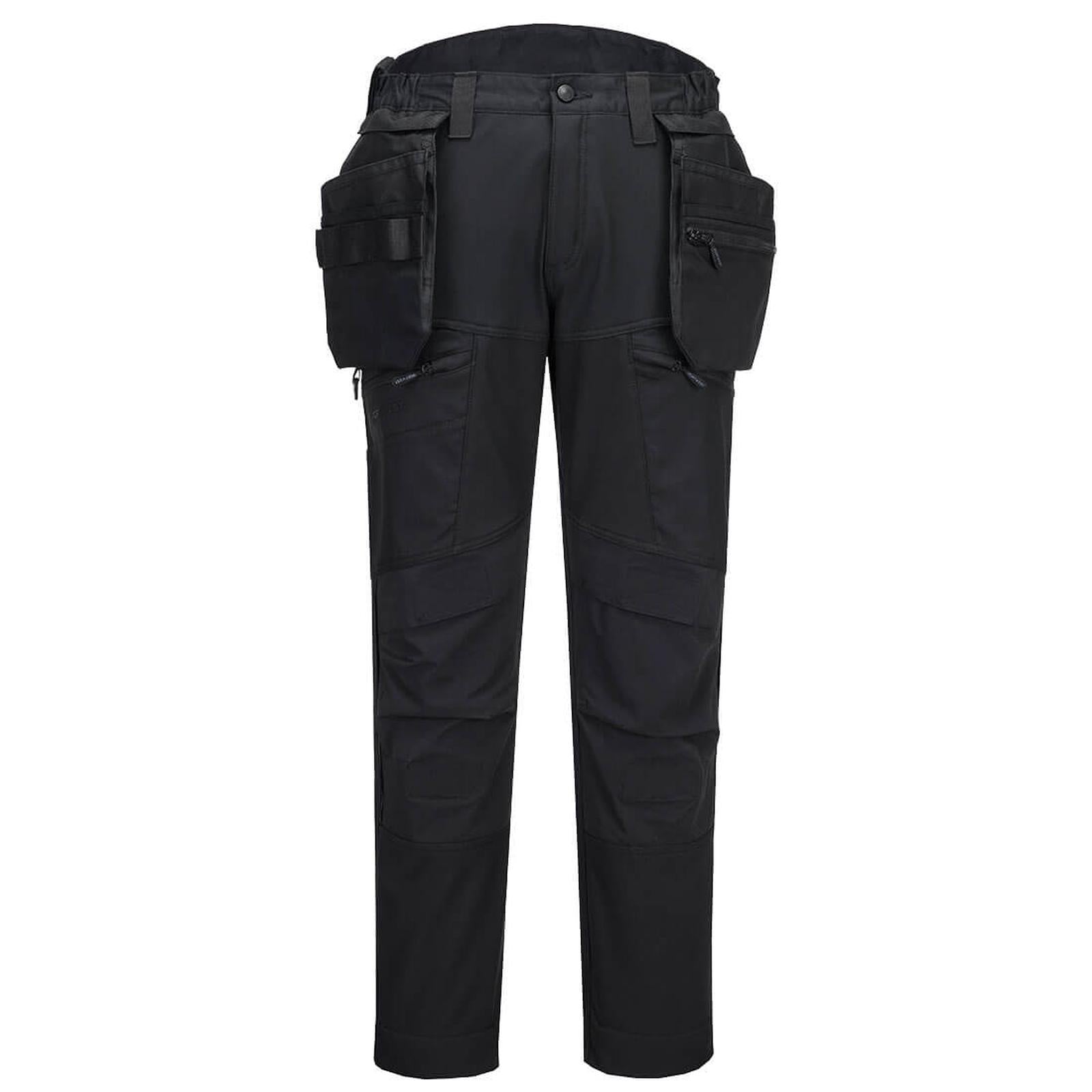 Portwest DX4 Bescherming Tegen Alle Weersomstandigheden Broek DX450 Softshell afneembare holsterzakken Volledig zwart(AB)