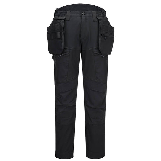 Portwest DX4 Bescherming Tegen Alle Weersomstandigheden Broek DX450 Softshell afneembare holsterzakken Volledig zwart(AB)
