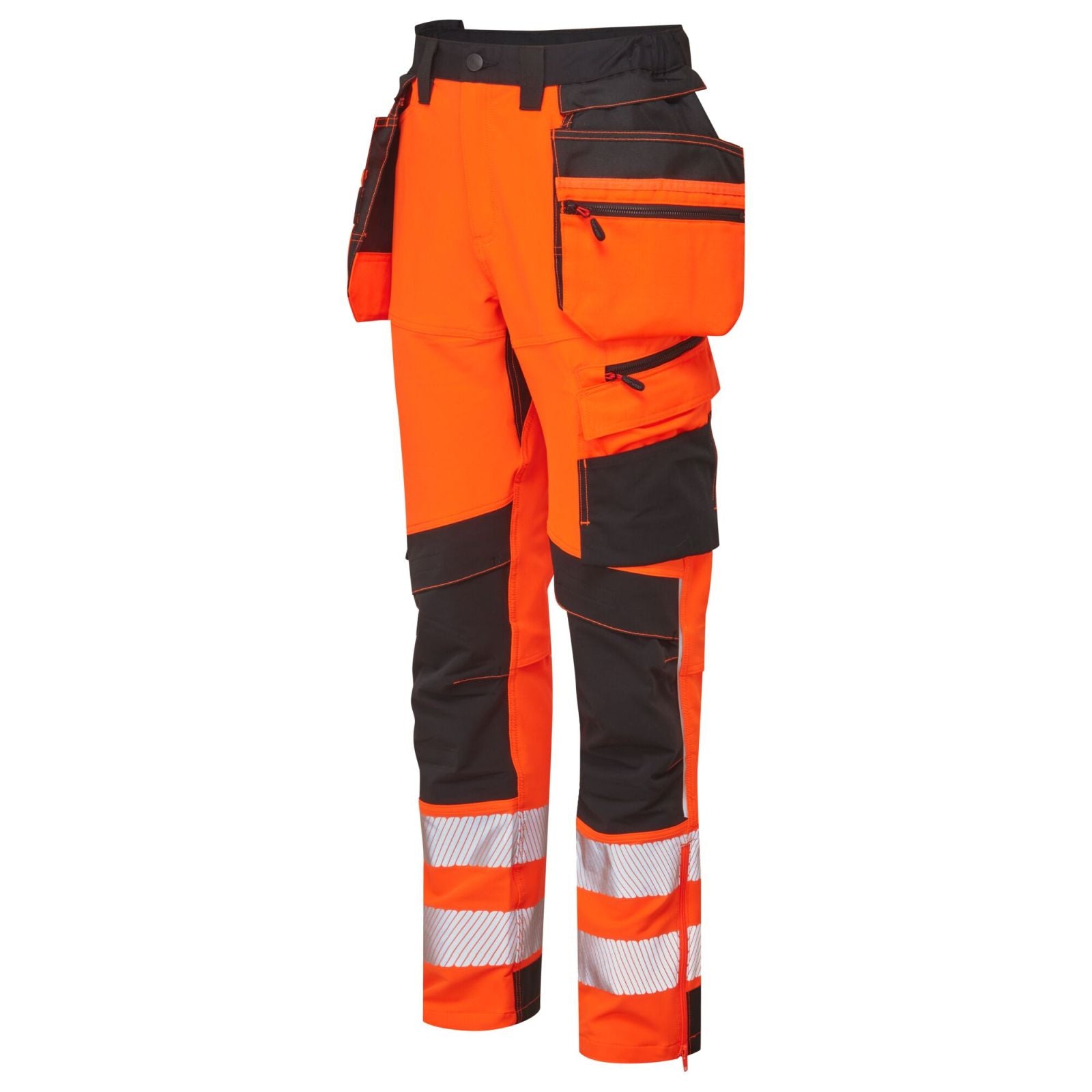 Portwest DX4 Hoge zichtbaarheid Broek DX454 HiVis afneembare holsterzakken oranje-zwart(OB)