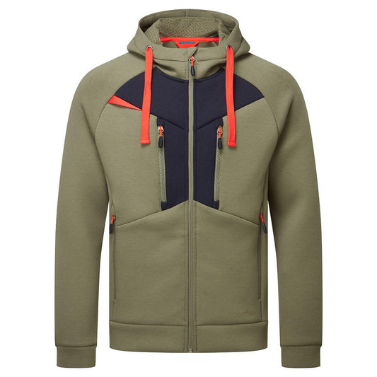 Portwest DX4 Werkkleding Hoodie DX472 rits contrastkleur mosgroen(MO)