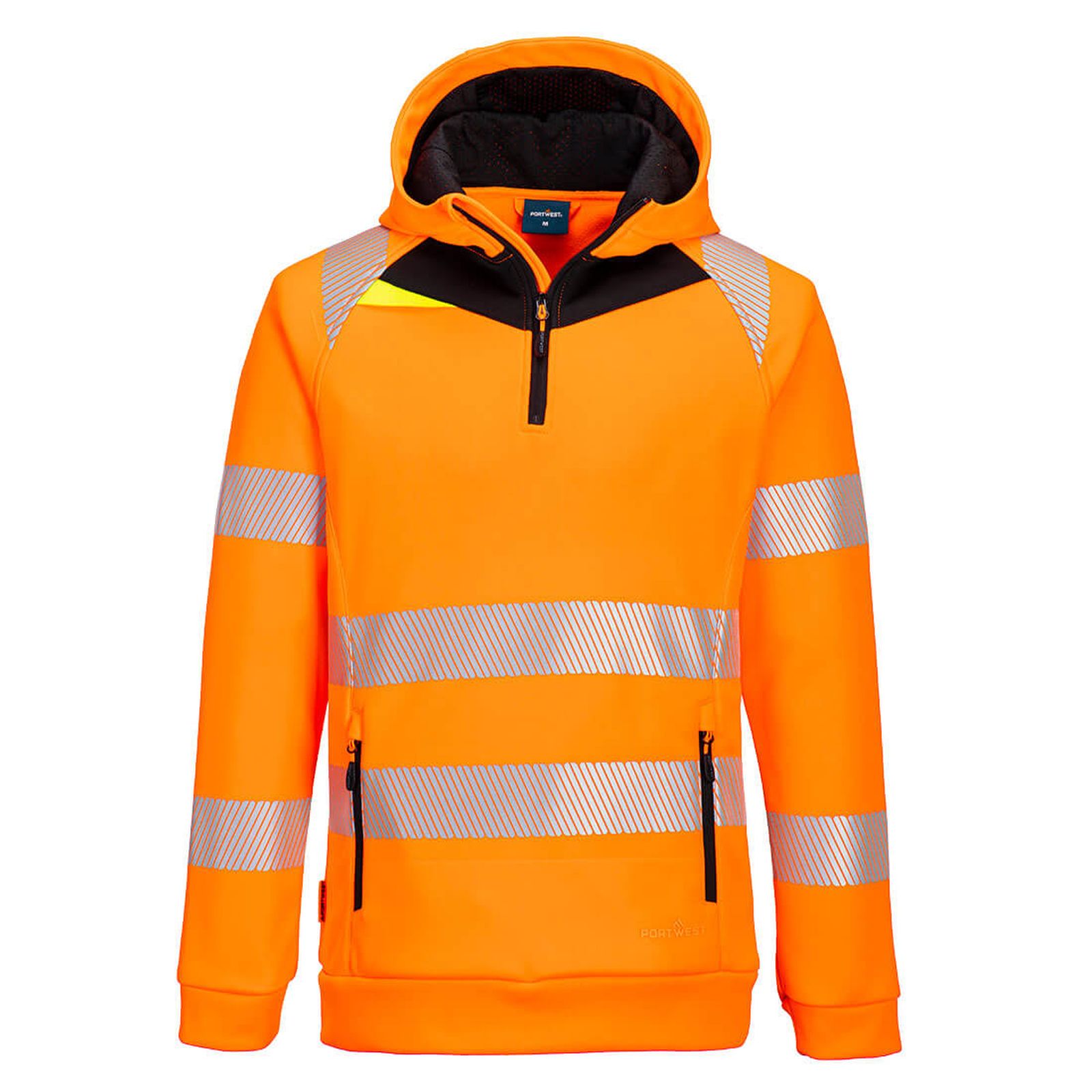 Portwest DX4 Hi-Vis Hoodie DX482 HiVisTex Pro 1/4 rits slim-fit oranje-zwart(OB)