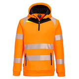 Portwest DX4 Hi-Vis Hoodie DX482 HiVisTex Pro 1/4 rits slim-fit oranje-zwart(OB)