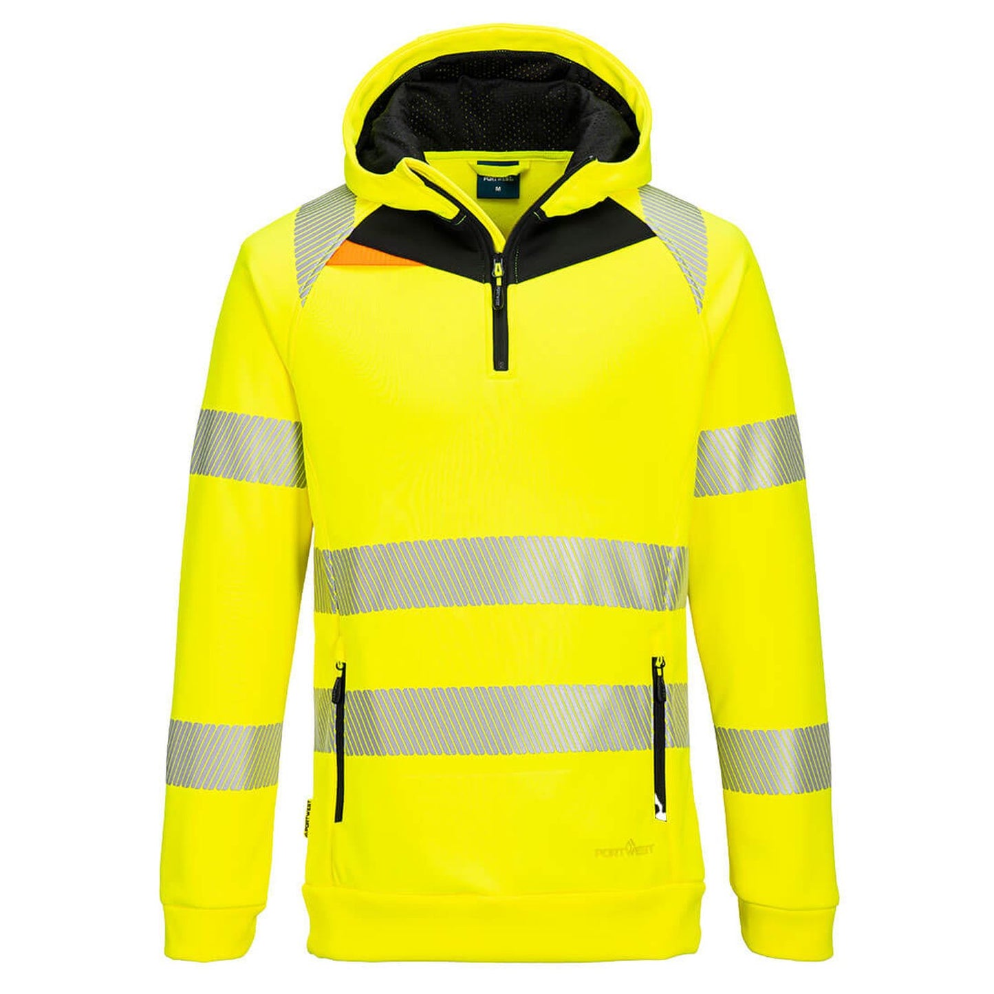 Portwest DX4 Hi-Vis Hoodie DX482 HiVisTex Pro 1/4 rits slim-fit geel-zwart(YB)