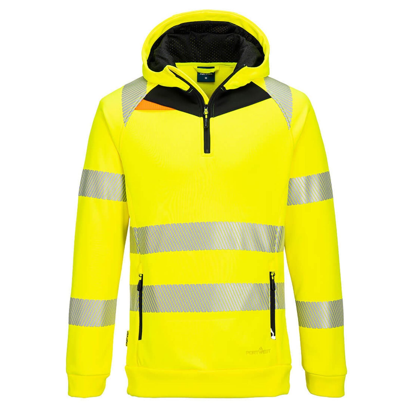 Portwest DX4 Hi-Vis Hoodie DX482 HiVisTex Pro 1/4 rits slim-fit geel-zwart(YB)