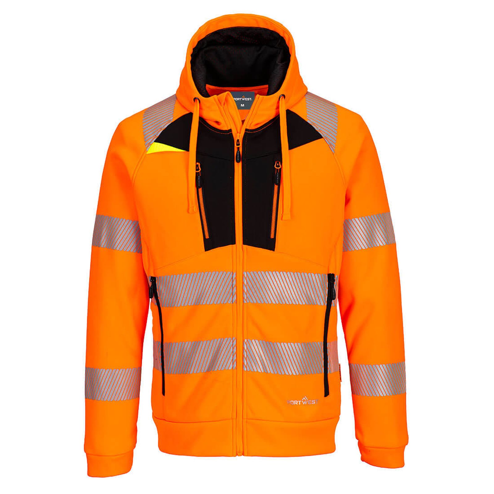 Portwest DX4 Hoge zichtbaarheid Hoodie DX484 Hi-Vis rits oranje-zwart(OB)