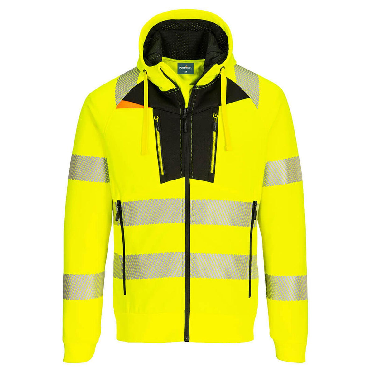 Portwest DX4 Hoge zichtbaarheid Hoodie DX484 Hi-Vis rits geel-zwart(YB)