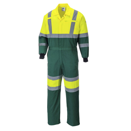 Portwest Hi-Vis Werkkleding Hoge zichtbaarheid Coverall E052 Hi-Vis X Back Contrast geel-groen(YG)