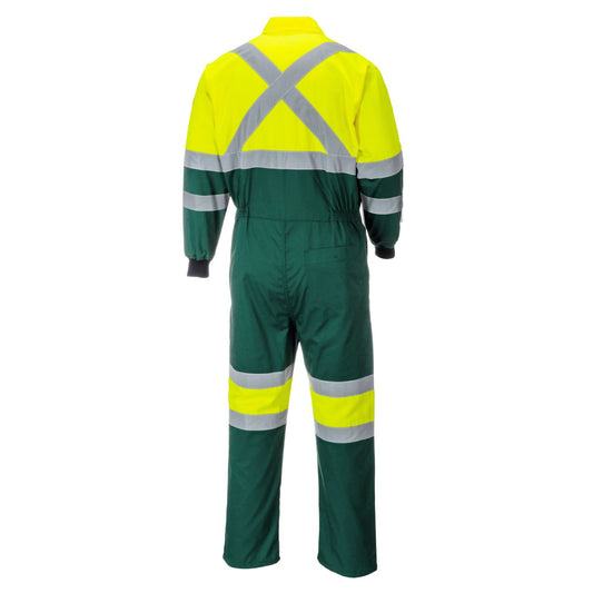 Portwest Hi-Vis Werkkleding Hoge zichtbaarheid Coverall E052 Hi-Vis X Back Contrast geel-groen(YG)