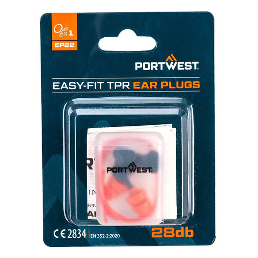 Portwest Easy Fit TPR Oordoppen koord herbruikbaar (1 Paar) EP22 oranje(OR)