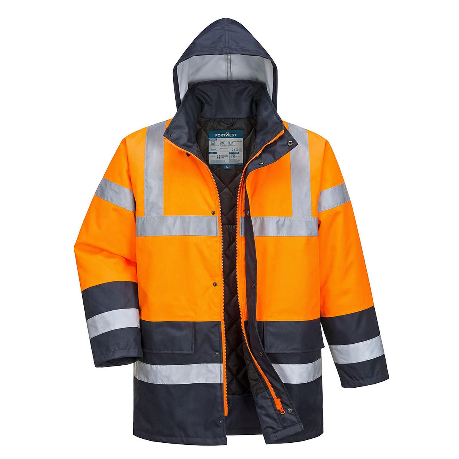 Portwest Hoge zichtbaarheid Jas ES466 Hi-Vis Contrast Winter Verkeer oranje-marineblauw(ON)