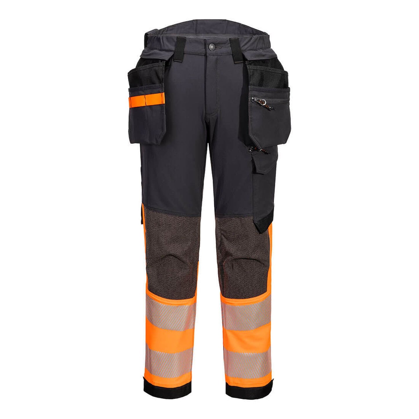Portwest EV4 Hi-Vis broek EV442 stretch  afneembare holsterzak klasse 1 HiVis oranje-metaalgrijs(OM)