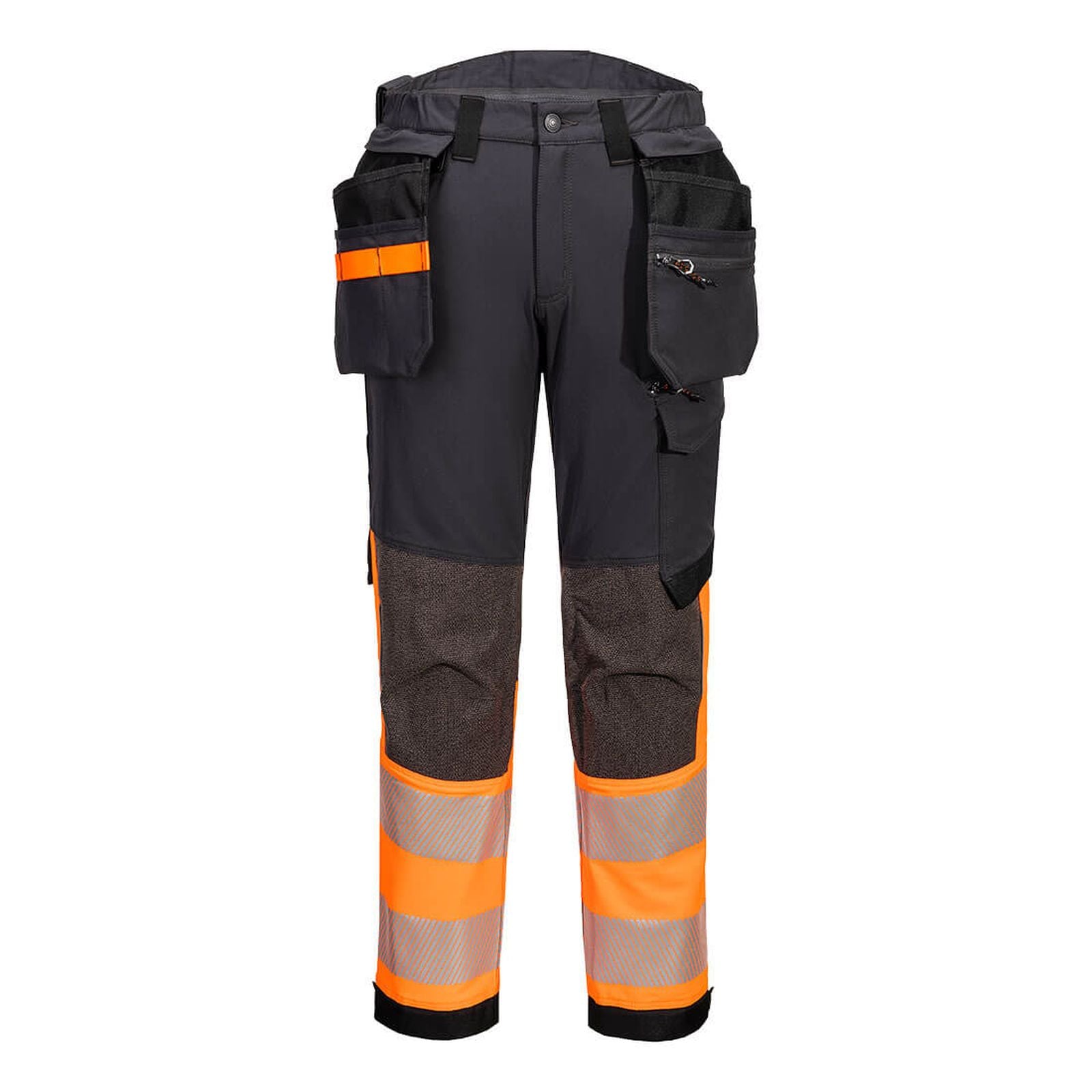 Portwest EV4 Hi-Vis broek EV442 stretch  afneembare holsterzak klasse 1 HiVis oranje-metaalgrijs(OM)