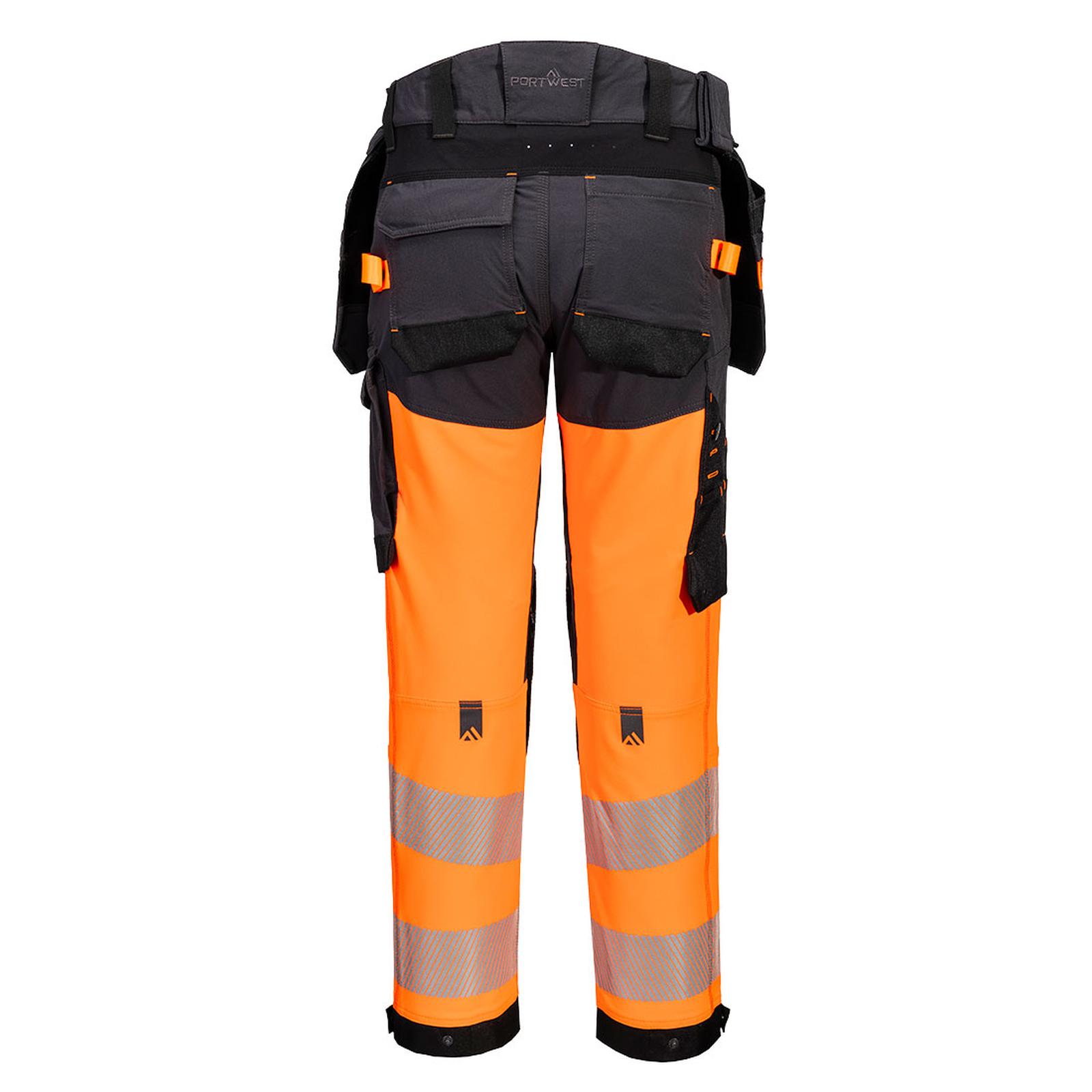 Portwest EV4 Hi-Vis broek EV442 stretch  afneembare holsterzak klasse 1 HiVis oranje-metaalgrijs(OM)