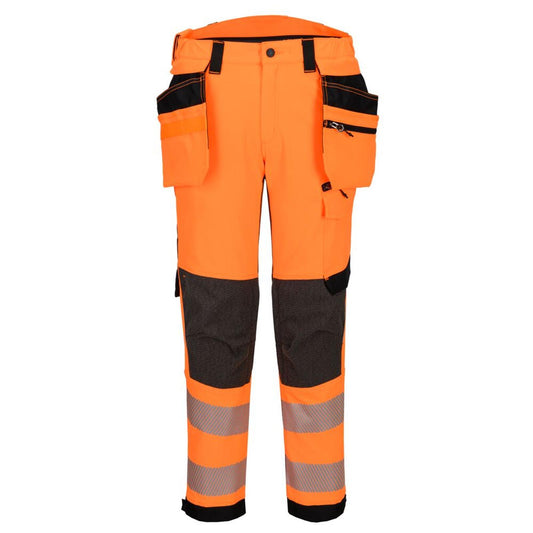 Portwest EV4 Bescherming Tegen Alle Weersomstandigheden Broek EV448 Hi-Vis stretch afneembare holsterzak klasse 2 oranje-zwart(OB)
