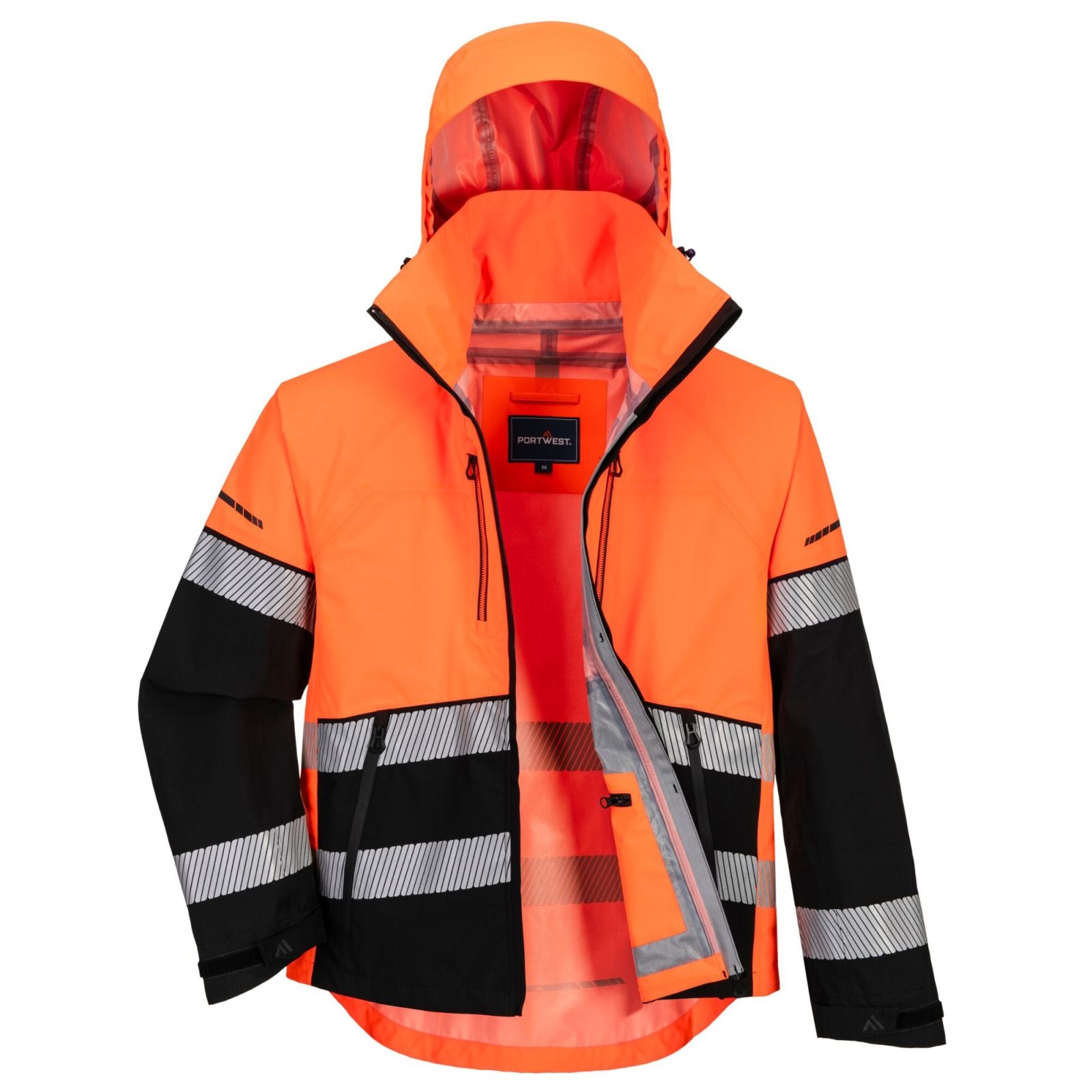 Portwest EV4 Hoge zichtbaarheid Jack EV465 Hi-Vis Shell (3L) oranje-zwart(OB)