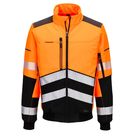 Portwest EV4 Hoge zichtbaarheid Bomberjack EV468 Hi-Vis Softshell (3L) oranje-zwart(OB)