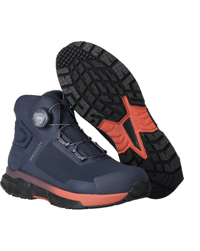 Mascot Footwear Customized Veiligheidsschoenen F1681-704 S3S SR FO ESD hoog BOA Fit System donkermarineblauw-bordeauxrood(01022)